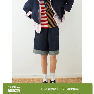 rollcall棉麻薄款卷边牛仔中裤