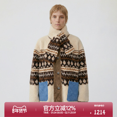 ROLLCALL费尔岛围巾撞色外套