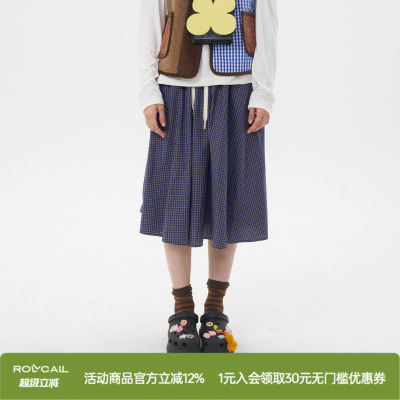 ROLLCALL蓝色复古格纹半裙