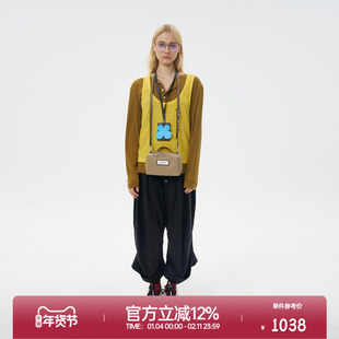 ROLLCALL25秋季新款红蓝撞色羊毛两件套长袖T恤简约宽松通勤上衣