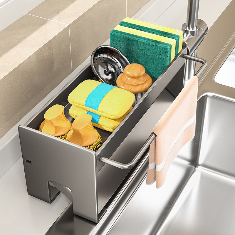 供应抹布架免打孔碗盘沥水w架厨房卫生间置物架水池收纳架子