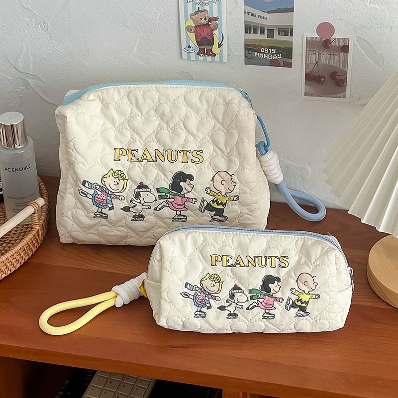 蔷薇海洋 卡通史努比笔袋 可爱手提收纳包 insQ风大容量旅游化妆