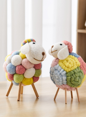 创意北欧羊治愈系小摆p件客厅家居装饰房间电脑桌面电视柜女生礼