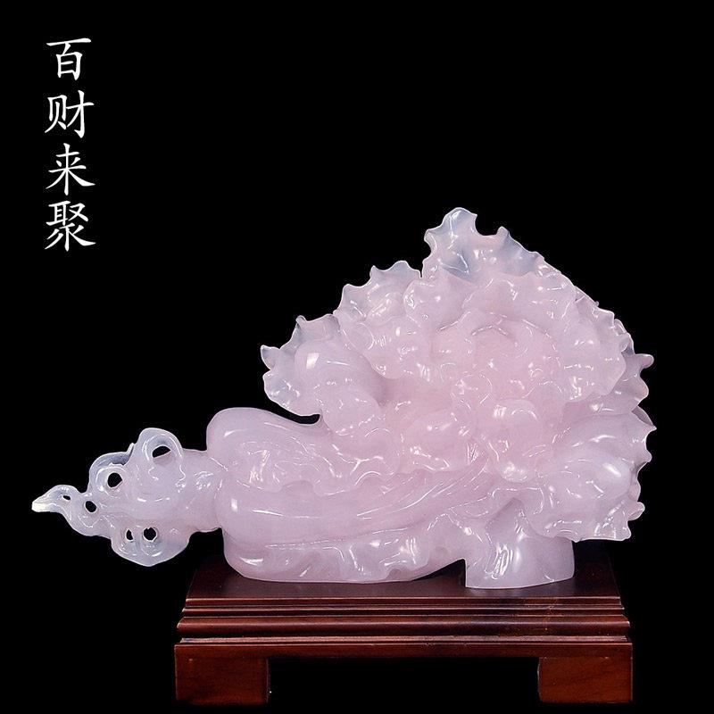 玉石大白菜摆件客厅入门玄关柜招财装饰办公桌店铺高档百财开业礼