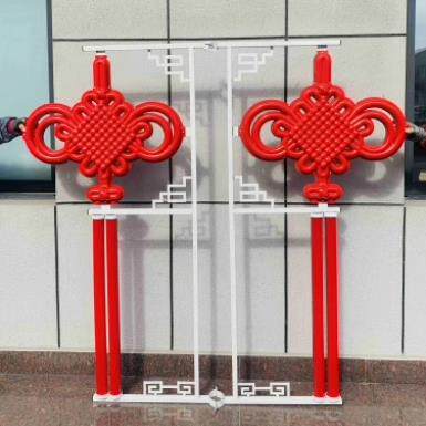 户外发光灯笼LED中国结路灯装饰挂件太阳能福字中国结灯饰亚克力