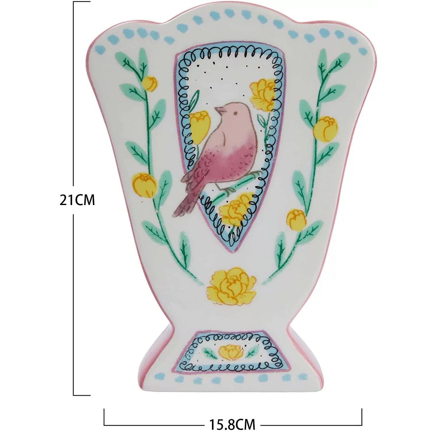 ZJ HOME王尔德的夜莺与玫瑰花瓶 兴旺增桃花 双面手绘陶瓷花瓶