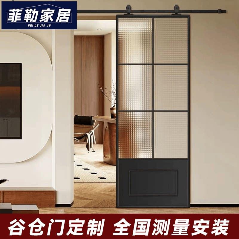 玻璃谷仓门吊轮拉门厨房化妆室厕所移门极窄铝合金吊滑门仓谷门