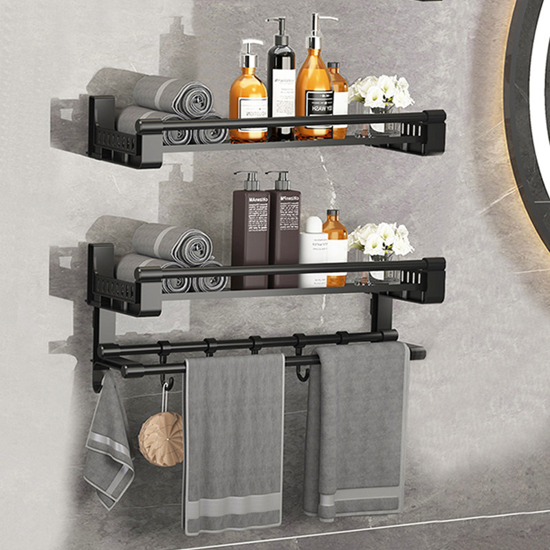 浴室卫生间置物架毛巾架一体式厕所洗手间淋浴房墙上壁挂式收纳架