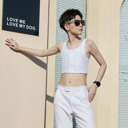 JSBOY短款拉链高弹竹炭舒适跑步防抖束胸内衣塑身衣大胸显小束胸