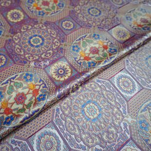 中式相丝绸织锦缎布料子花花梅花纹团 面料底色吉祥缎宝白银云锦