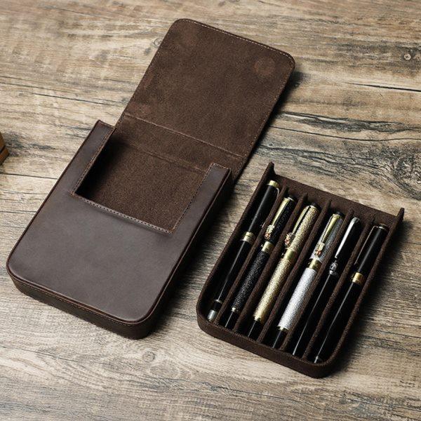 疯马真皮牛皮质笔袋6支装手工制磁吸学生钢笔收纳盒旅行便携复古,文具电教/文化用品/商务用品,笔袋,淘宝优惠券,粉丝福利购,淘宝优惠卷