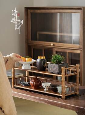 中国竹架功夫茶道配件收纳架茶桌收纳架茶具茶壶展示架