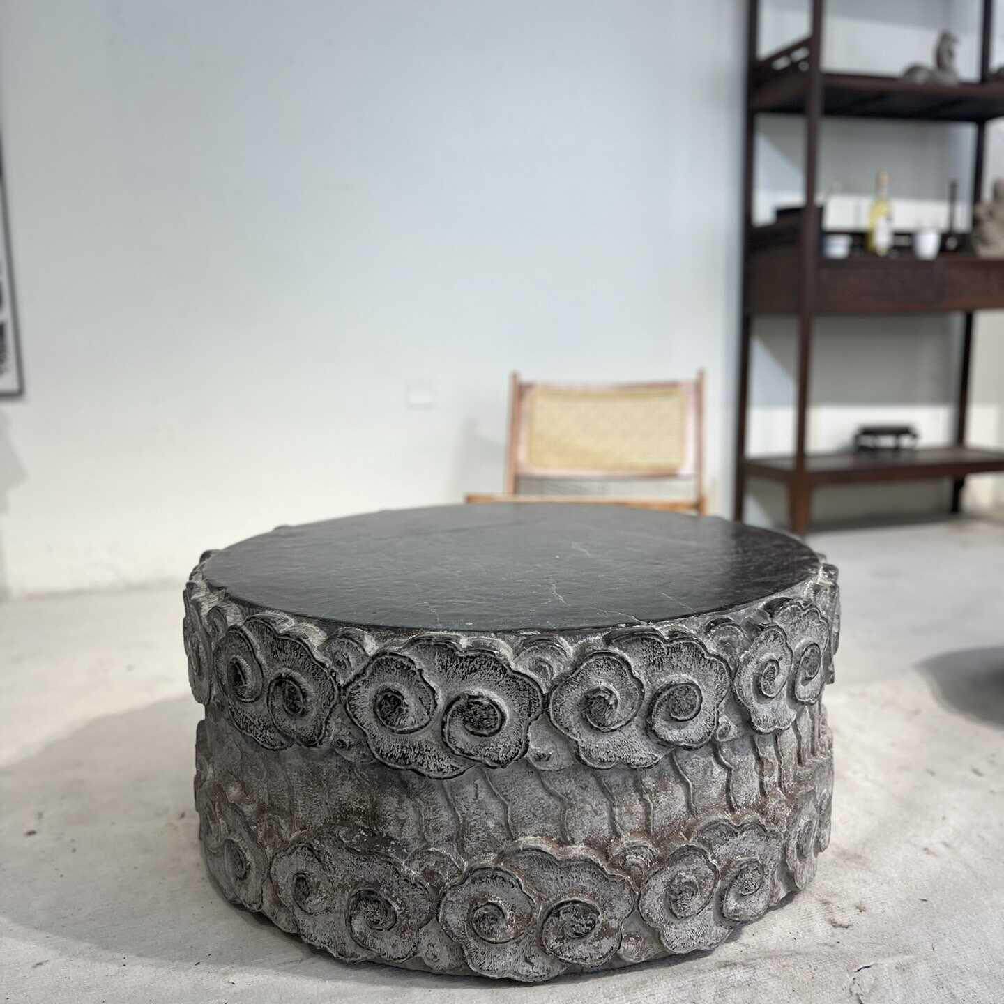 青石石台石雕须弥座石墩花盆底座石桌石凳莲花座盆景茶桌庭院摆件