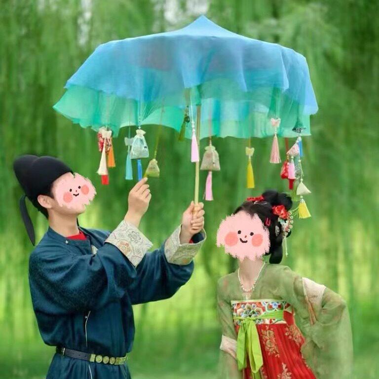 照相馆婚拍照汉服古装摄影道具春幡演出拍照舞蹈古风流苏货郎花伞