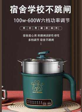 宿舍锅学生锅低功率200W电煮锅小火锅可煎多功能小电锅低功率300