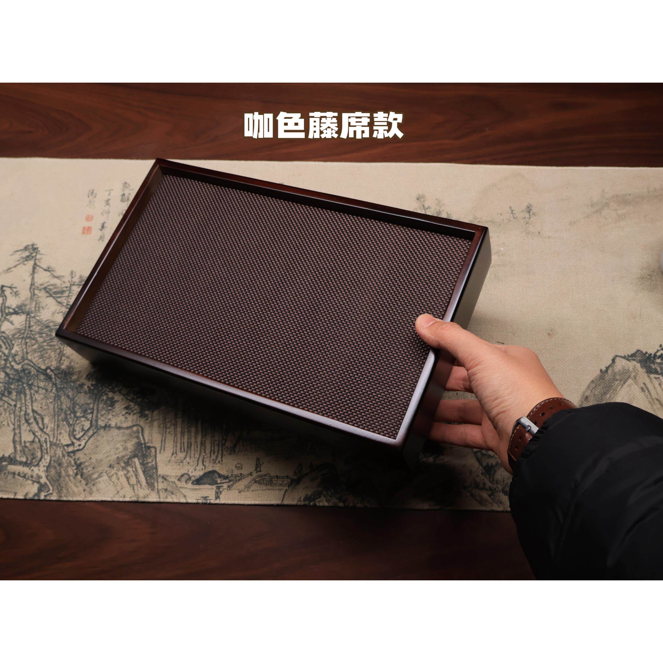 楠竹竹席藤编席储水茶盘中式办公客厅旅行家用干泡台功夫茶盘茶台