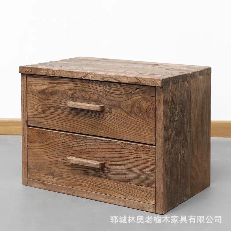 老榆木床头柜卧室床边收纳柜子玄关客厅靠墙抽屉收纳柜实木斗柜