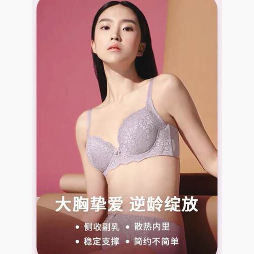 黛-蕾丝全罩杯调整侧收副乳女士内衣文胸E002469