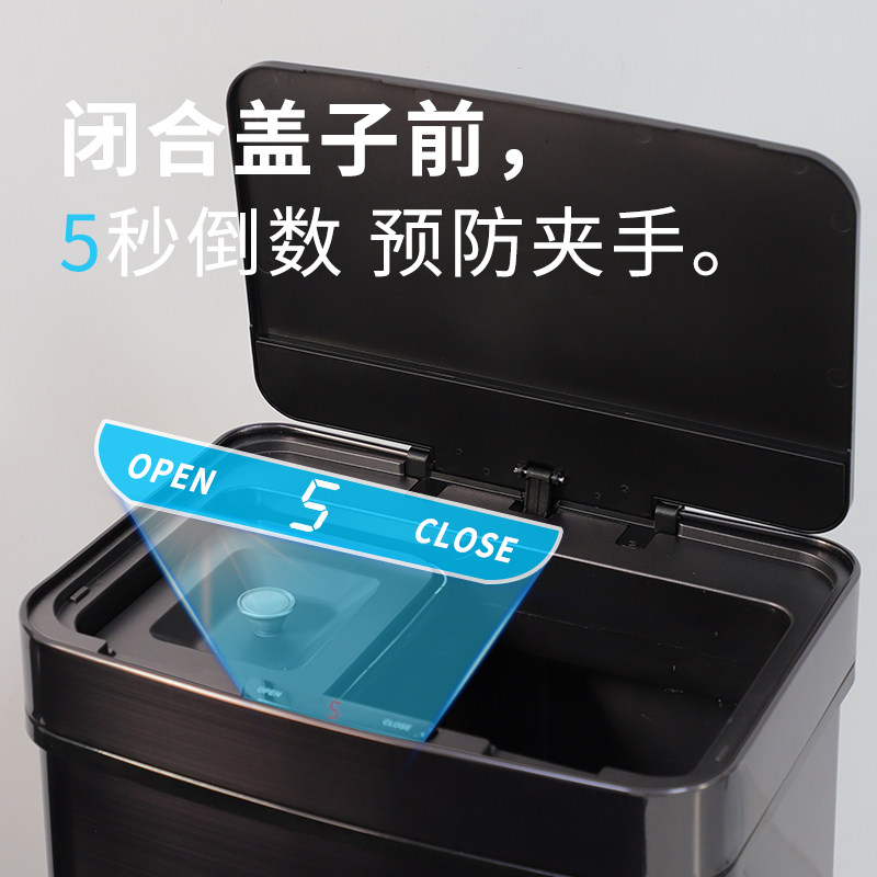 智能感应分类垃圾桶不锈钢大容量干湿分离家用厨房余客厅带盖轮高