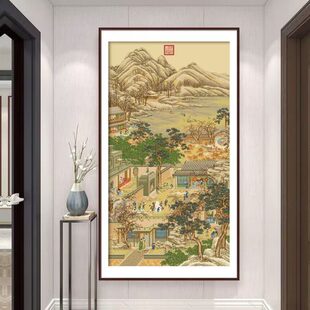 厂促雍正十二月十字绣2024新款 满 线绣客厅竖版 玄关古典名画新中式