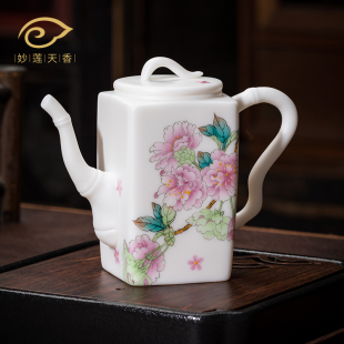 樱雪飘香 妙莲天香庄晓明老师作品 高档陶瓷茶壶家用泡茶壶单壶