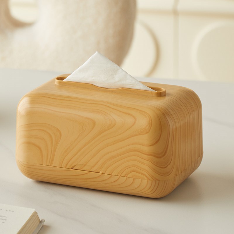 木纹纸巾盒家用餐厅高o档简约桌面创意茶几客厅收纳中式餐巾抽纸