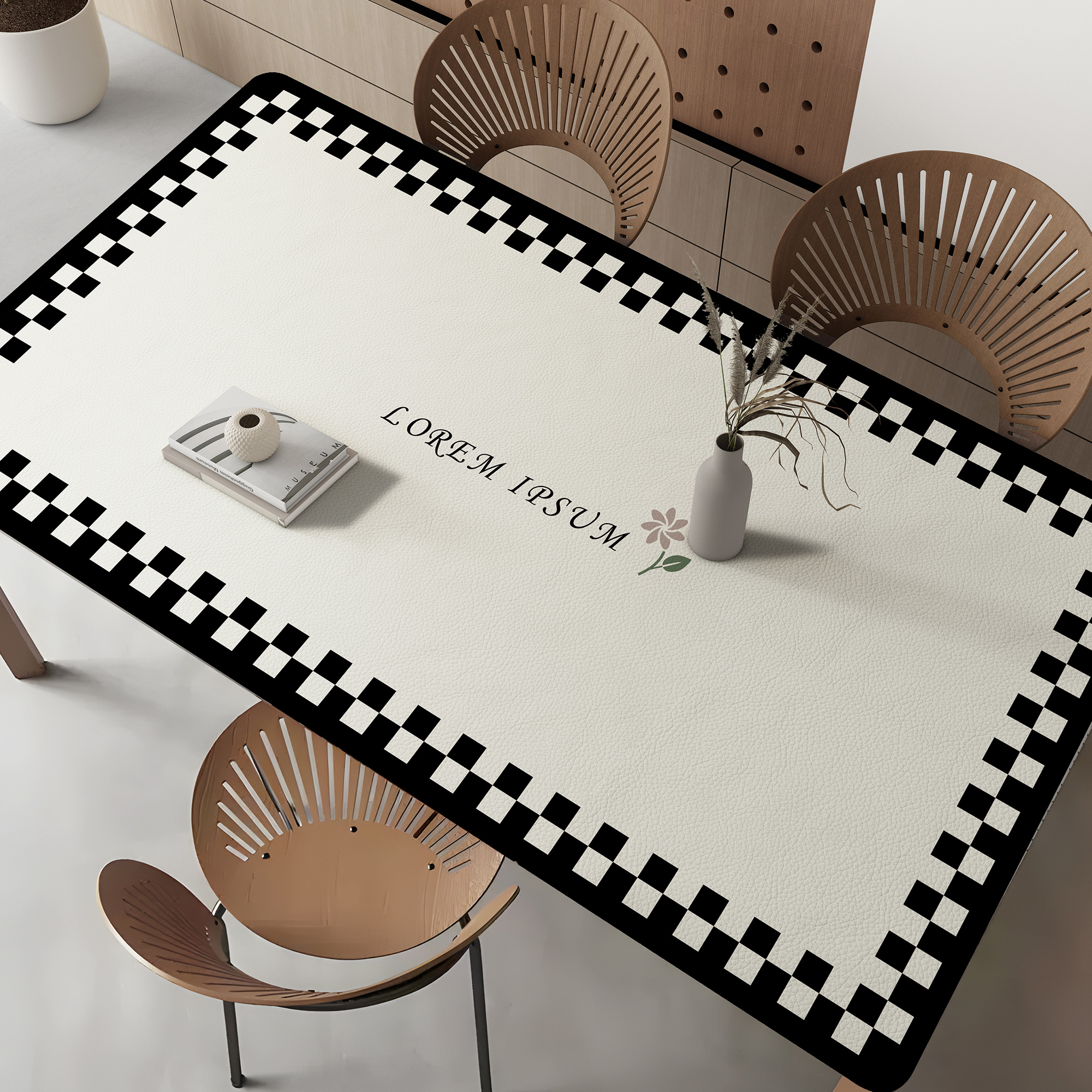 现代简约b餐桌垫免洗防油防水防烫轻奢高级感皮革桌布隔热茶几垫