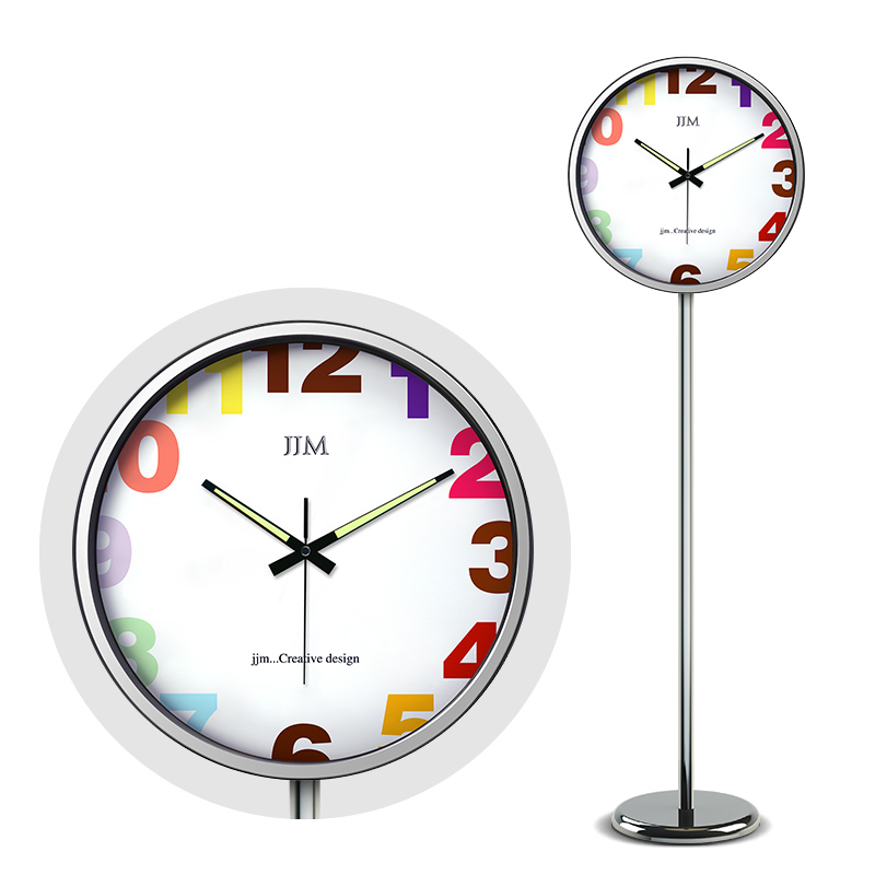 客厅立地钟创意个性站p地座钟金属钢 静音数字钟表简约数字立地钟