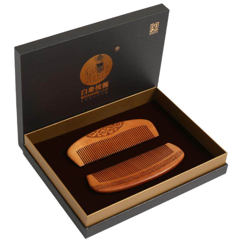 白象桃木梳子礼盒装天然整木家用随身便携学生男女士专用长发按摩