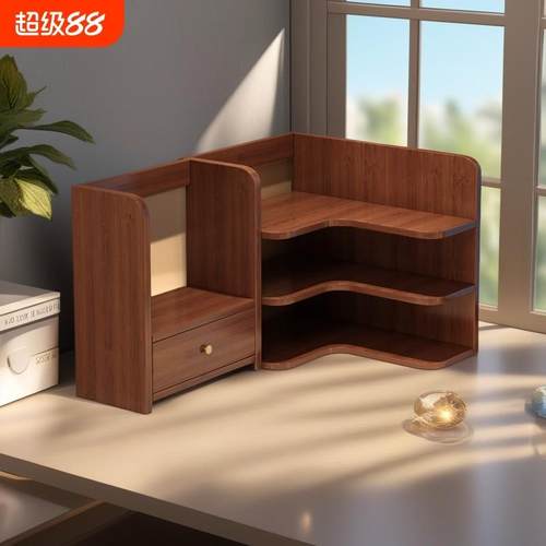 实木桌面书架转角置物架书桌收纳架学生家用简易办公桌上储物书柜