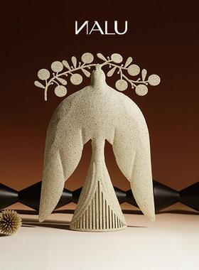 那路NALU中古风侘寂风摆件铁艺飞鸟中式金属艺术装饰品