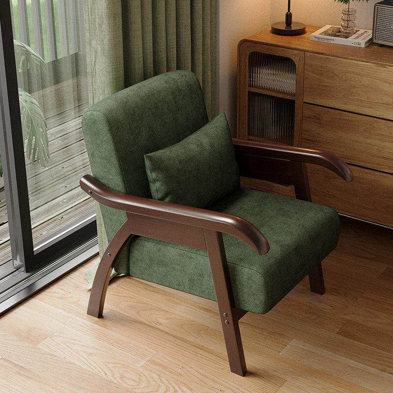 覆古实木单人沙发椅客厅轻奢高级感居家阳台休闲椅子单椅家用桌椅