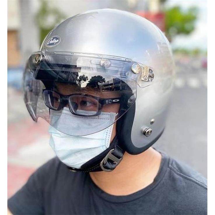 台湾复古摩托车头盔防风遮阳平面镜片 半盔通用飞行员半截短镜片
