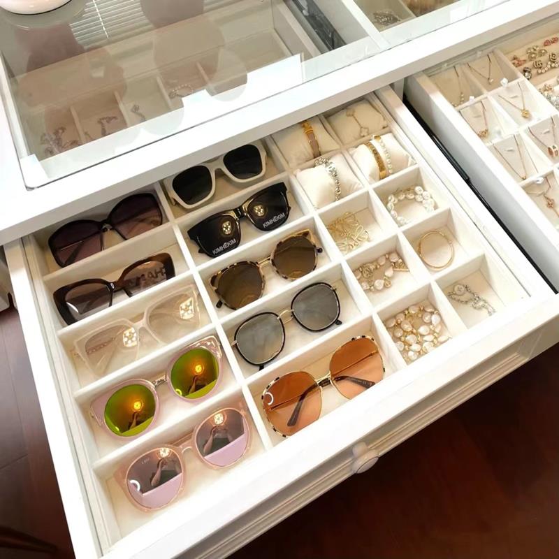 定制商超店铺抽屉眼镜收纳展示盘妆台墨镜手表一体式多功能收纳盒