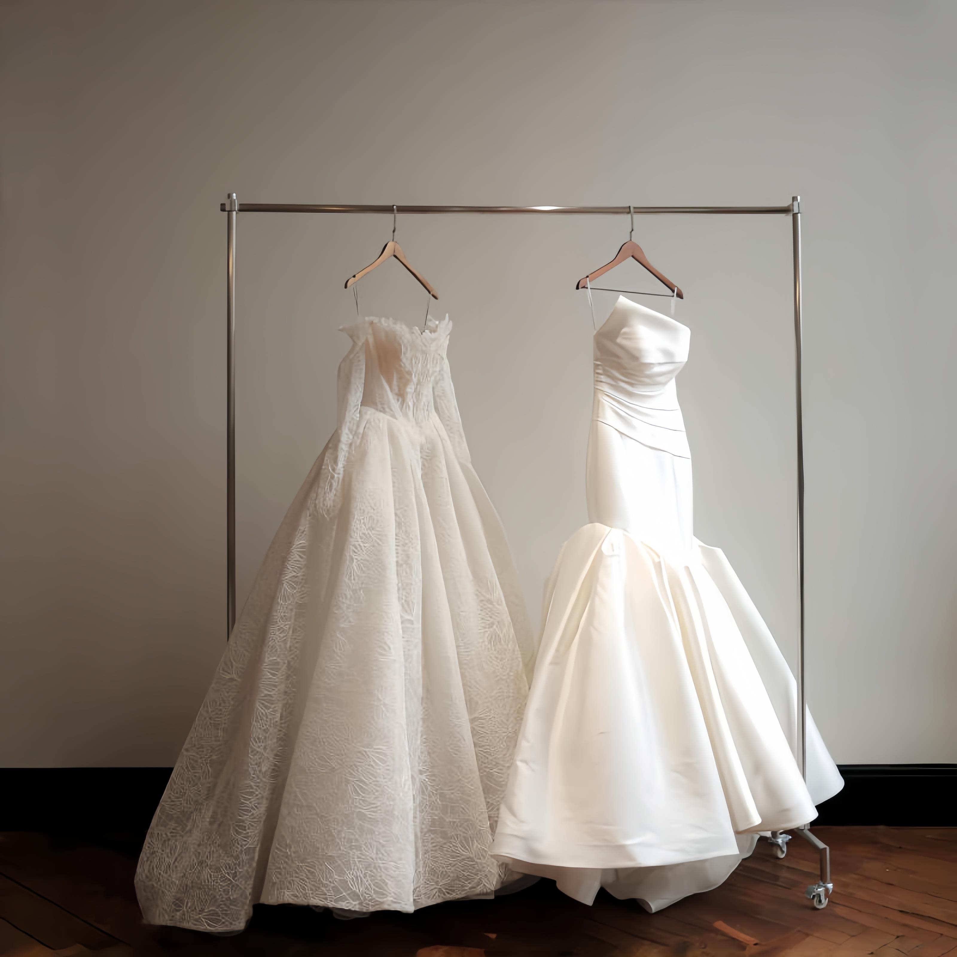 不锈钢落地婚纱架子移动礼服展示架带轮子陈列架可调节双层挂衣架