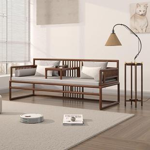 新中式罗汉床实木乌金木沙发床榻茶桌椅组合老榆木推拉床客厅家俱