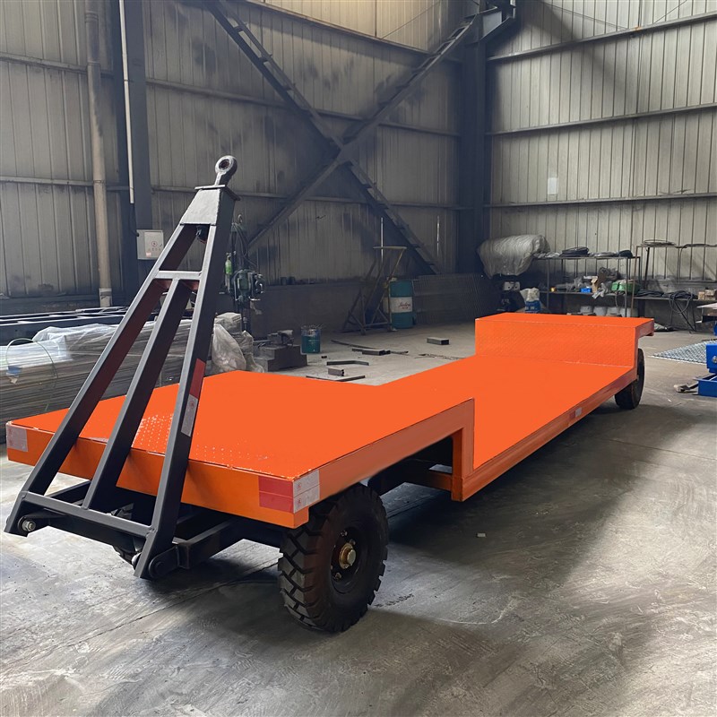 定制叉车a牵引平板拖车重型拖挂平板车厂区货物搬R运四轮转向周转