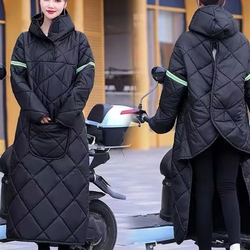 一体式防寒服电动车m挡风衣新款冬季加厚御寒骑车防风电动车挡风