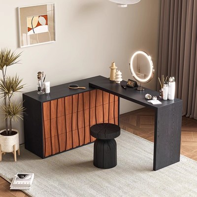 中古纯实木梳妆台小户型极简复古斗柜一体餐边柜现代卧室靠墙书桌