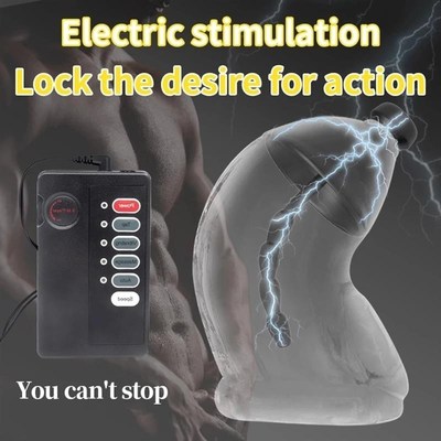 18+ Adults Electro Shock Penis Ring Electric Cock Cage Ureth
