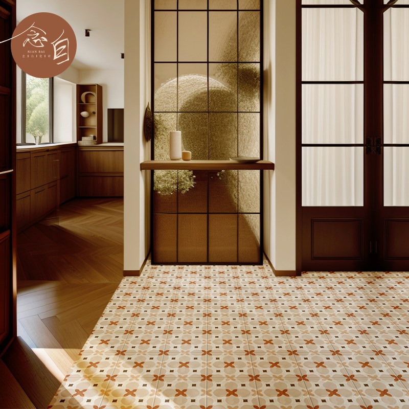 玄关门厅花砖300复古地砖餐厅厨房阳台法式卫生T间浴室干区墙地砖