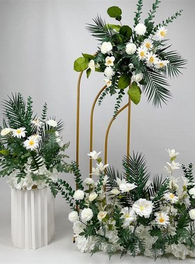 婚庆花排路引花仿真绢花成品装饰T台路引七色可选婚礼花艺