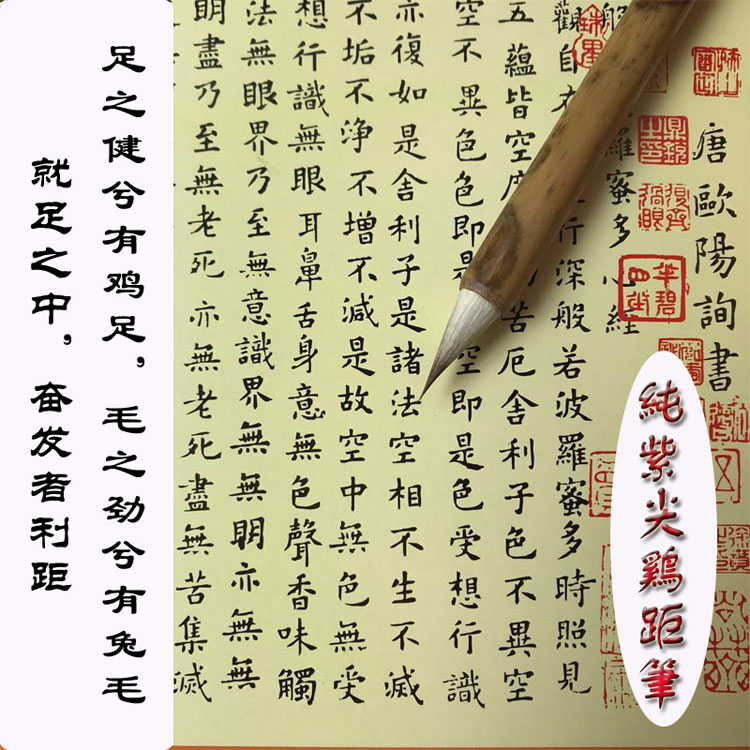 毛笔紫尖毫鸡距毛笔蝇头小楷小行书楷书专用狼毫羊毫毛笔