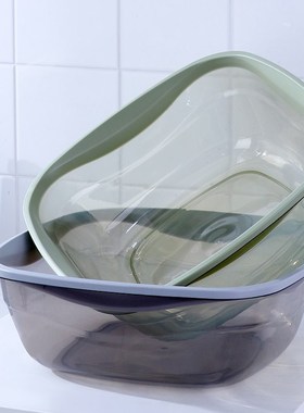 加厚塑料洗脸盆方形透明家用小盆子学生宿舍大号水盆洗衣盆