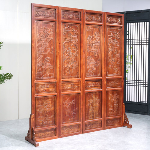 中式屏风隔断客厅实木雕花隔断装饰移动折屏复古典折叠办公室玄关