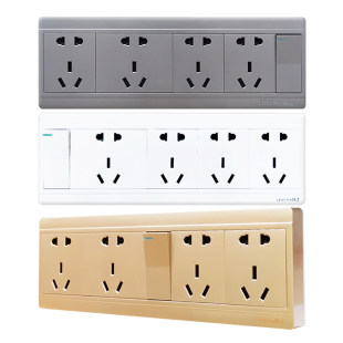 锦迈明装一开20孔插座 明线盒左中右单开带4位五孔开关二十孔面板