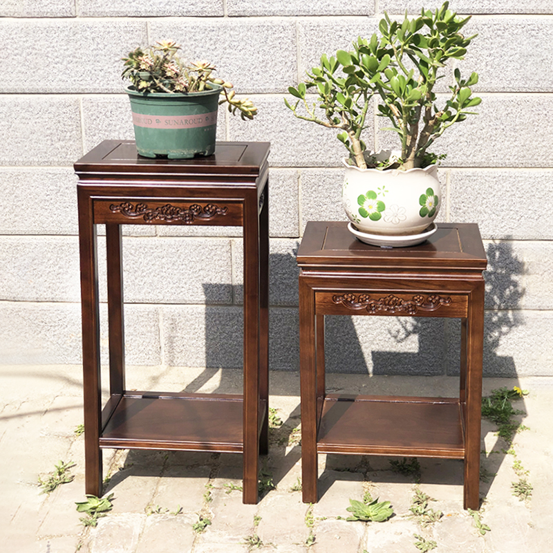 中式实木边桌长方形底座客厅奇石小茶几盆景花架简约沙发边几角几