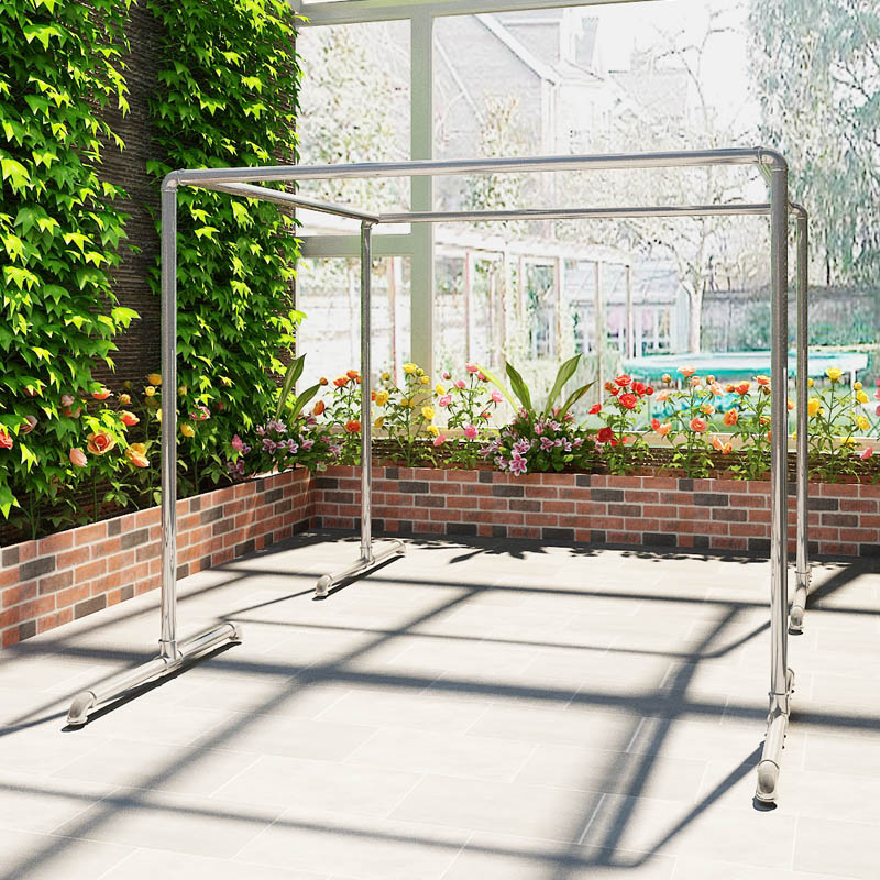 镀锌水管室外双杆式落地升降折叠大型挂衣晒被架家用晾衣架凉防风