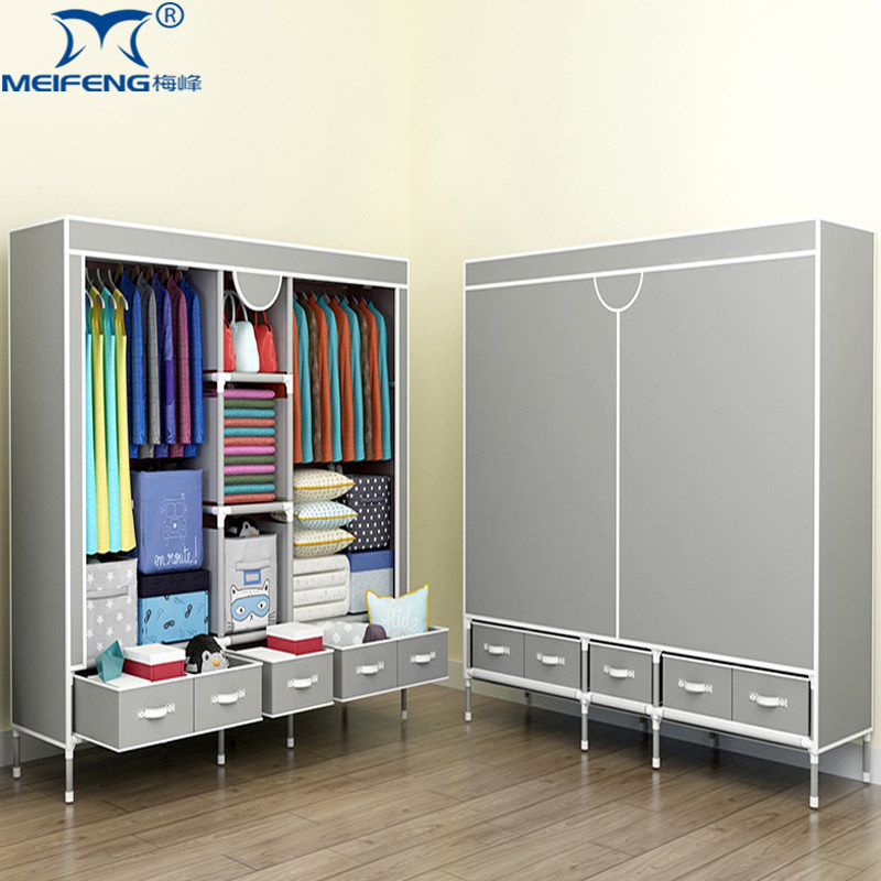 简易衣柜结实耐用单双人宿舍出租房家用布衣柜钢管加粗加固挂衣柜