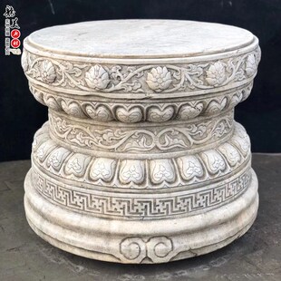 石雕须弥座汉白玉柱墩太湖石墩底座庭院花架盆景莲花座祥云柱定制